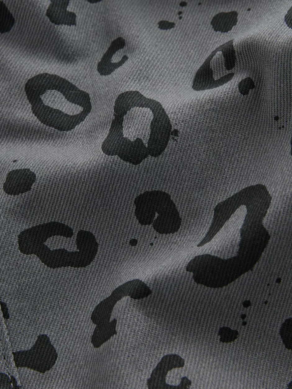 Next Charcoal Grey Leopard Print Printed Pull On Wide Trousers (3mths-7yrs) Clearance