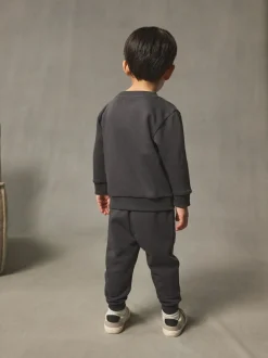 Next Charcoal Grey Plain Sweatshirt And Joggers Set (3mths-7yrs) Outlet