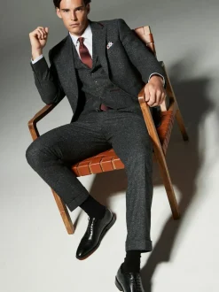 Next Charcoal Grey Regular Fit Wool Blend Trimmed Suit Jacket Discount