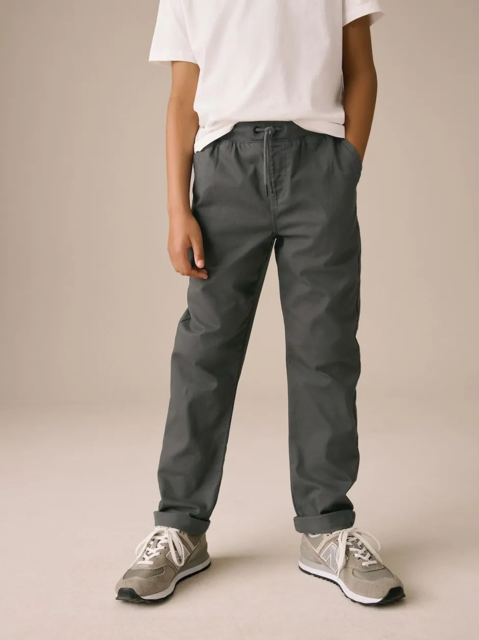 Next Regular Fit Rib Waist Pull-On Trousers (3-16yrs) Charcoal Grey Clearance
