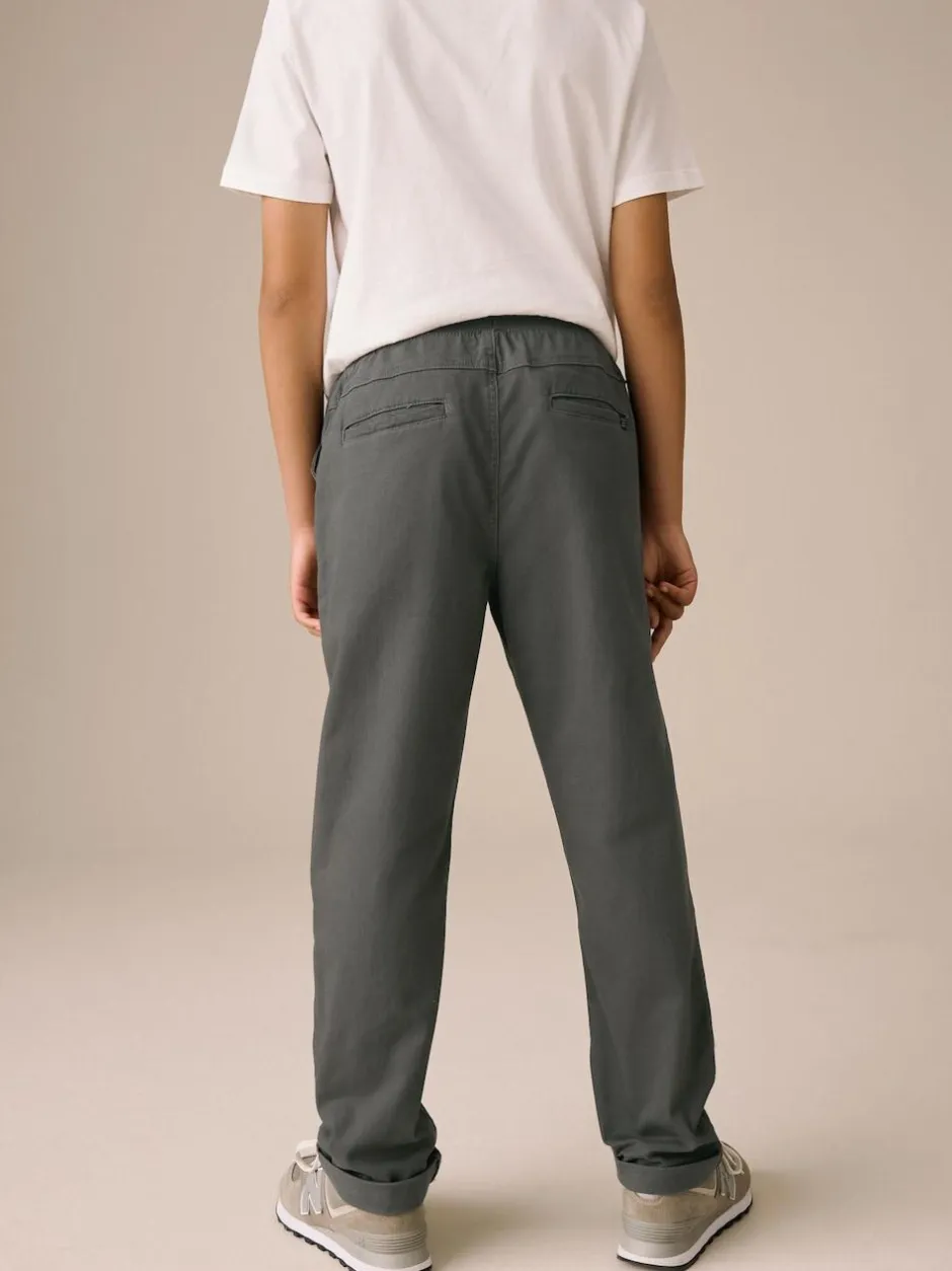 Next Regular Fit Rib Waist Pull-On Trousers (3-16yrs) Charcoal Grey Clearance