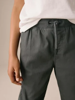 Next Regular Fit Rib Waist Pull-On Trousers (3-16yrs) Charcoal Grey Clearance