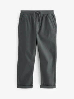 Next Regular Fit Rib Waist Pull-On Trousers (3-16yrs) Charcoal Grey Clearance
