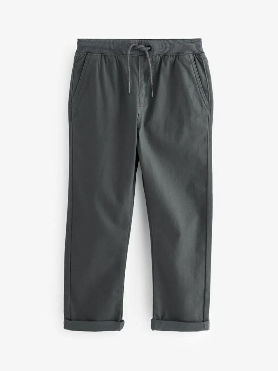 Next Regular Fit Rib Waist Pull-On Trousers (3-16yrs) Charcoal Grey Clearance
