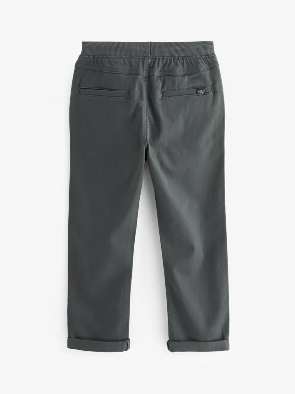 Next Regular Fit Rib Waist Pull-On Trousers (3-16yrs) Charcoal Grey Clearance