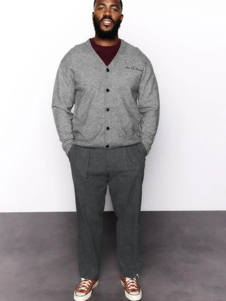 Next Regular Fit Smart Brushed Cotton Textured Trousers Charcoal Grey Sale