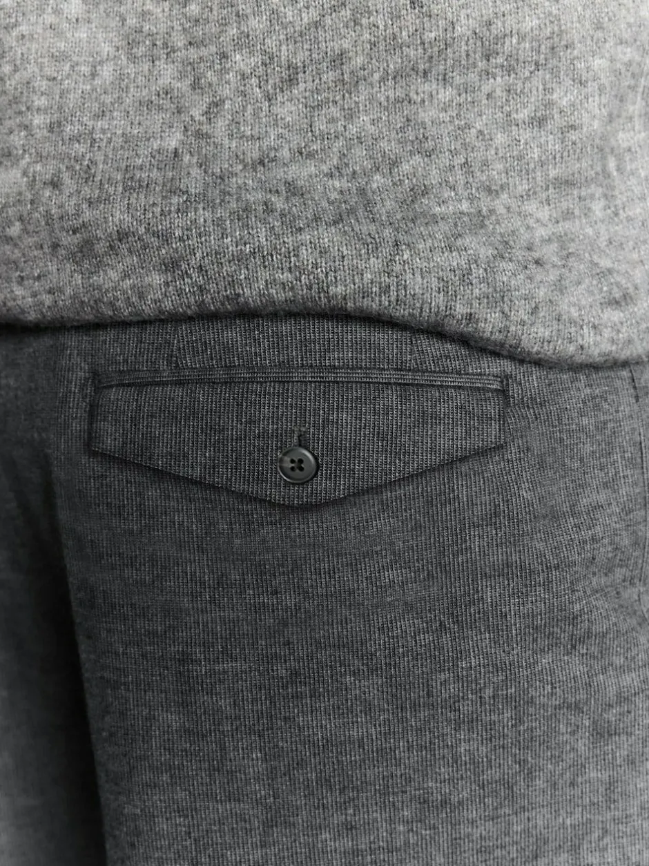 Next Regular Fit Smart Brushed Cotton Textured Trousers Charcoal Grey Sale