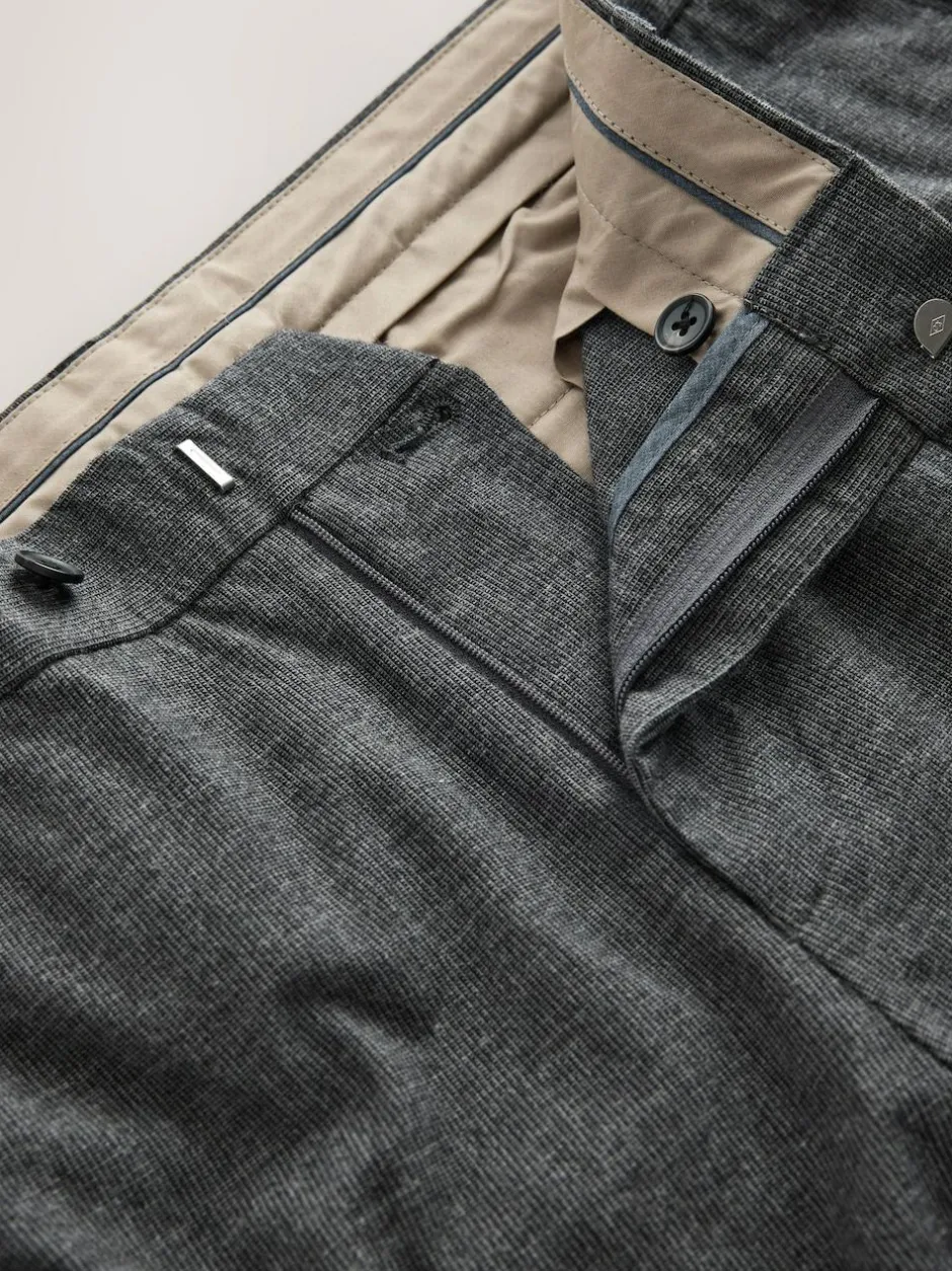 Next Regular Fit Smart Brushed Cotton Textured Trousers Charcoal Grey Sale