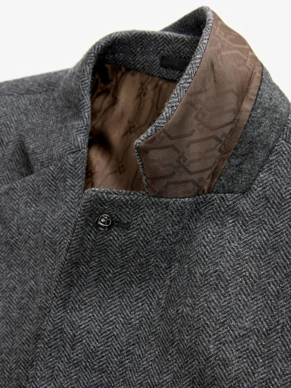 Next Regular Fit Wool Rich Herringbone Blazer Charcoal Grey