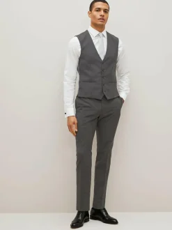 Next Regular Fit Waistcoat Charcoal Grey Discount