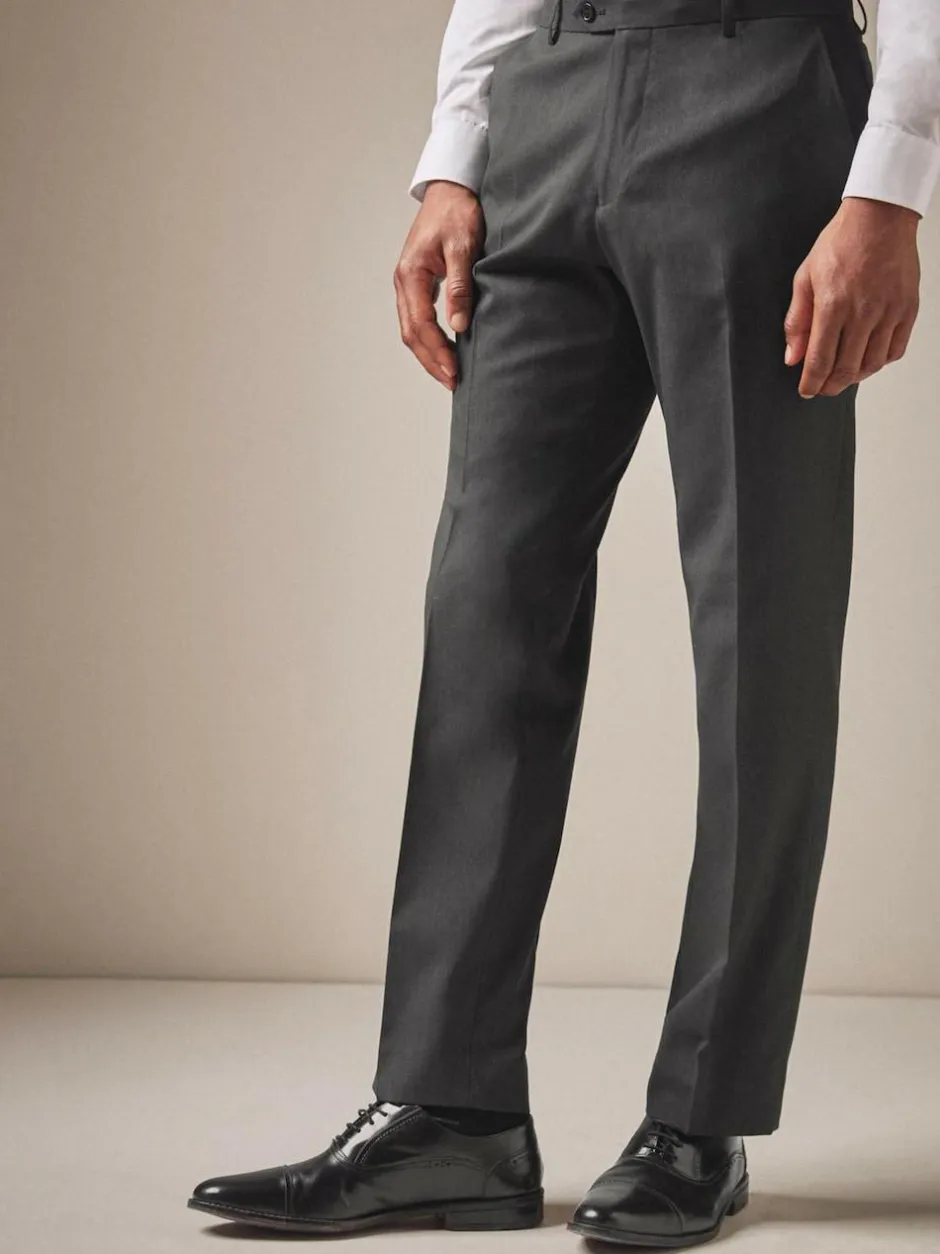 Next Charcoal Grey Regular Fit Stretch Smart Trousers Outlet