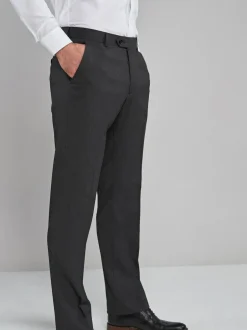 Next Charcoal Grey Regular Fit Stretch Smart Trousers Outlet
