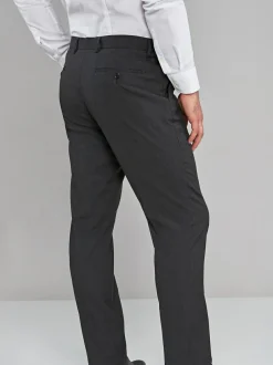 Next Charcoal Grey Regular Fit Stretch Smart Trousers Outlet