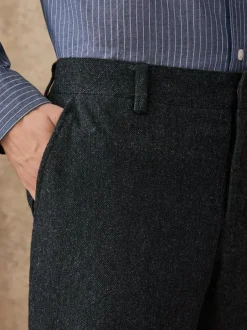 Next Relaxed Fit Wool Blend Suit Trousers Charcoal Grey