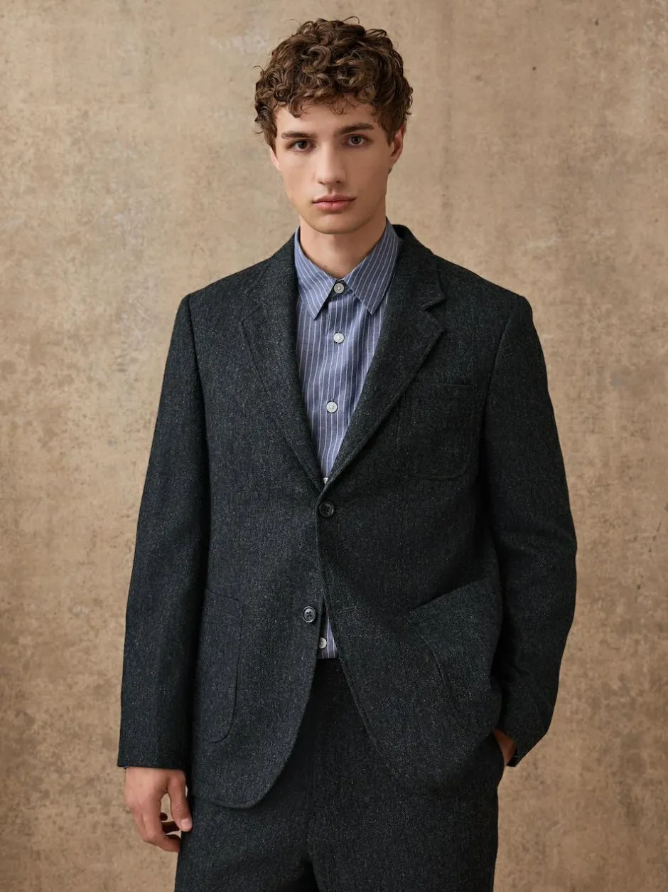 Next Relaxed Fit Wool Blend Suit Jacket Charcoal Grey New