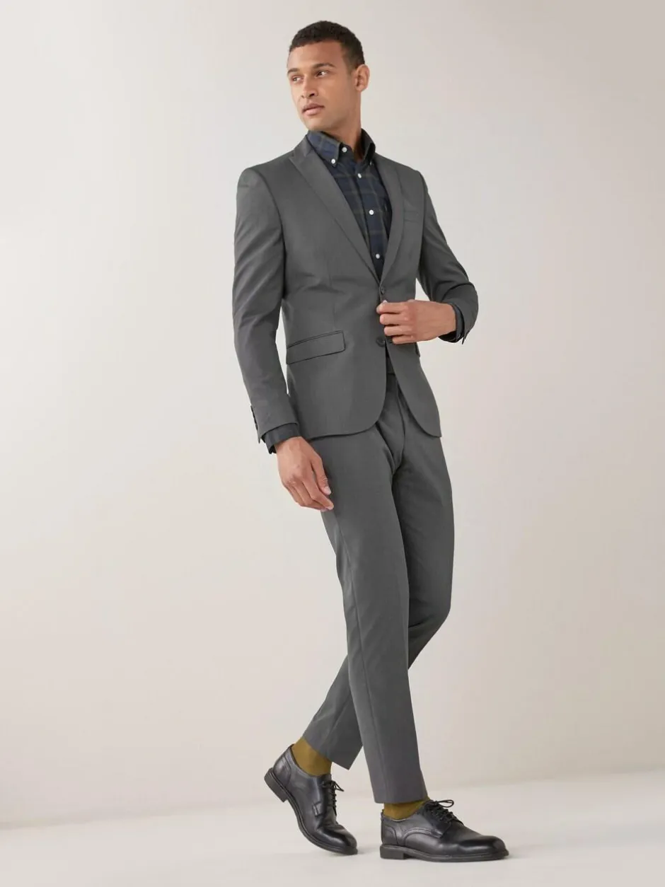 Next Skinny Fit Suit Trousers Charcoal Grey Clearance