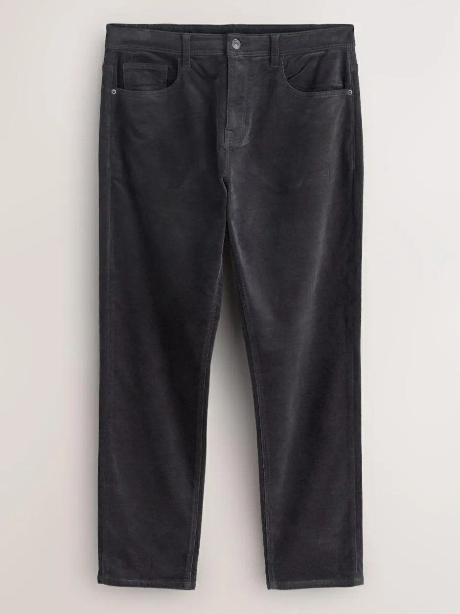 Next Slim Fit Motionflex Corduroy Stretch Trousers Charcoal Grey Discount