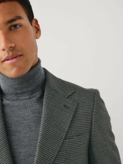 Next Charcoal Grey Slim Fit Puppytooth Wool Blend Suit Jacket