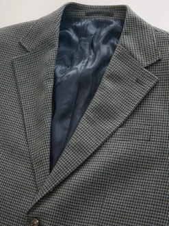 Next Charcoal Grey Slim Fit Puppytooth Wool Blend Suit Jacket