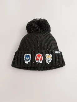 Next Sonic The Hedgehog Pom Beanie (3-16yrs) Charcoal Grey Hot