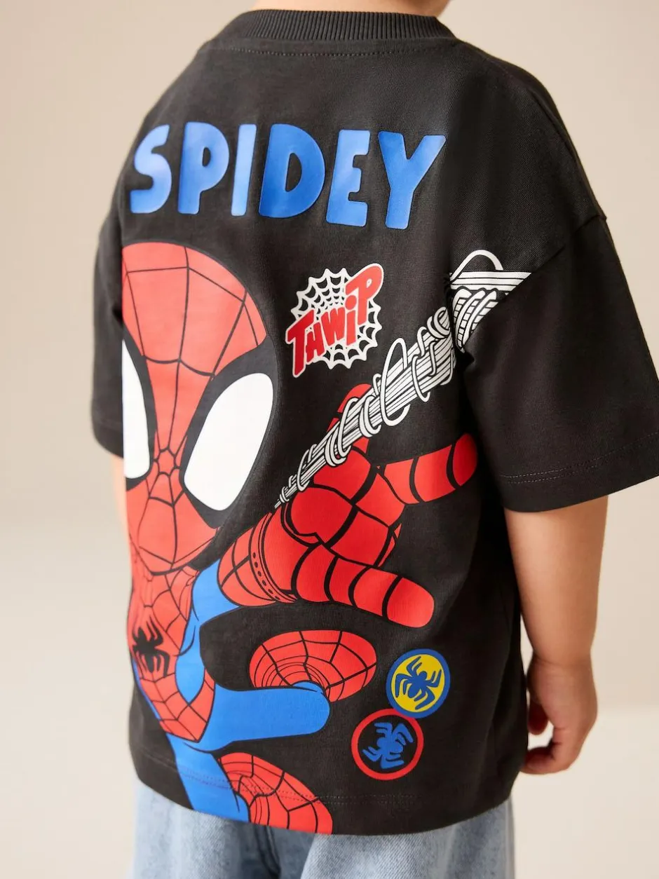 Next Marvel Short Sleeve Cotton T-Shirt (3mths-8yrs) Charcoal Grey Spidey New
