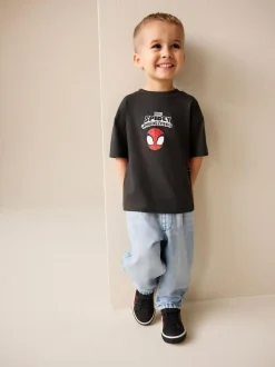 Next Marvel Short Sleeve Cotton T-Shirt (3mths-8yrs) Charcoal Grey Spidey New