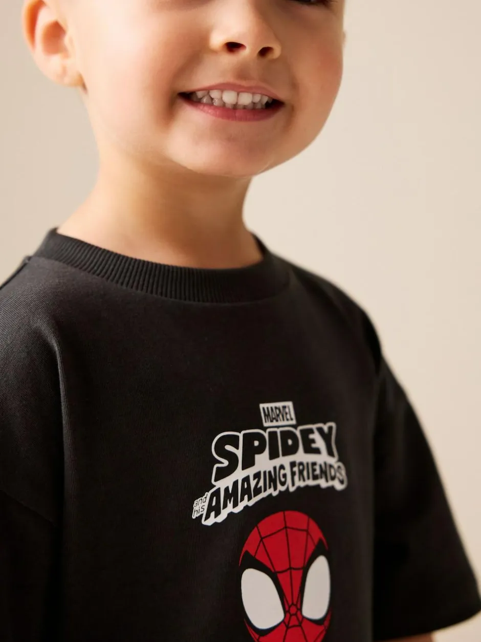 Next Marvel Short Sleeve Cotton T-Shirt (3mths-8yrs) Charcoal Grey Spidey New