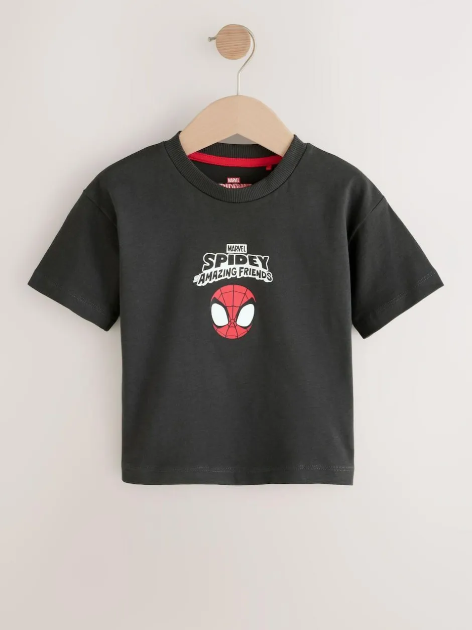 Next Marvel Short Sleeve Cotton T-Shirt (3mths-8yrs) Charcoal Grey Spidey New