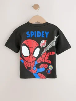 Next Marvel Short Sleeve Cotton T-Shirt (3mths-8yrs) Charcoal Grey Spidey New