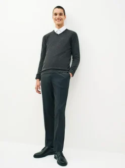 Next Tailored Fit Stretch Smart Trousers Charcoal Grey Best