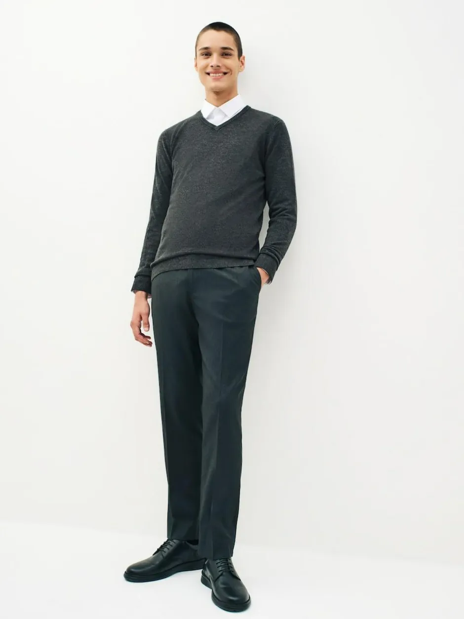 Next Tailored Fit Stretch Smart Trousers Charcoal Grey Best