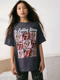 Next The Rolling Stones Band T-Shirt (3-16yrs) Charcoal Grey