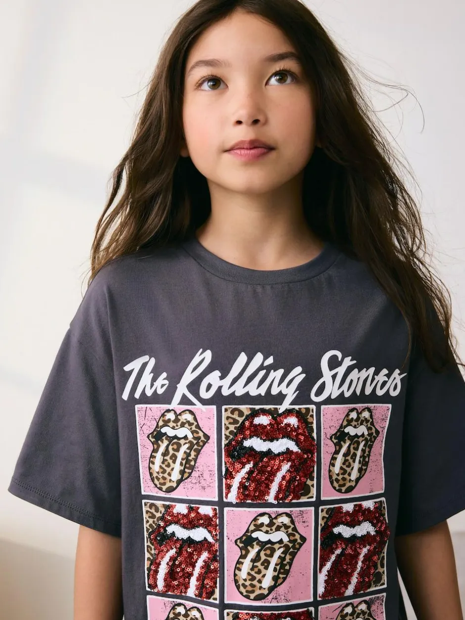 Next The Rolling Stones Band T-Shirt (3-16yrs) Charcoal Grey