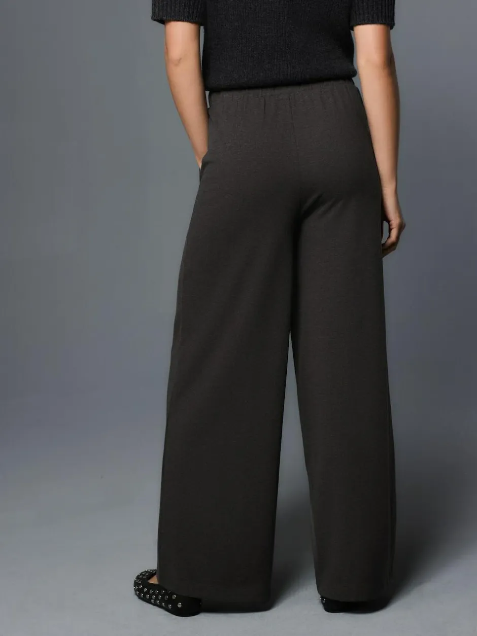 Next Wide Leg Jersey Joggers Charcoal Grey Sale