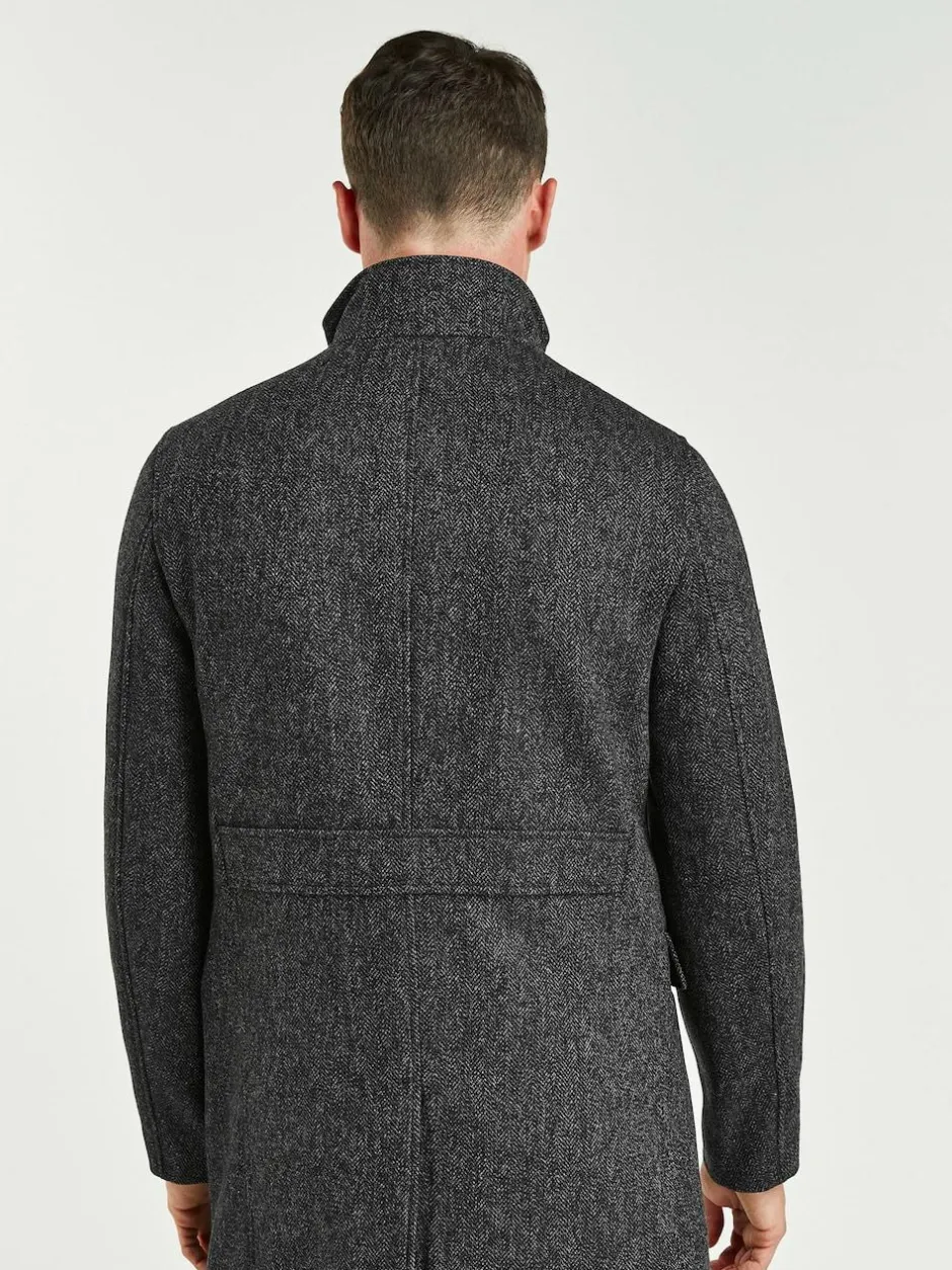 Next Wool Blend Mock Gilet Herringbone Padded Coat Charcoal Grey New