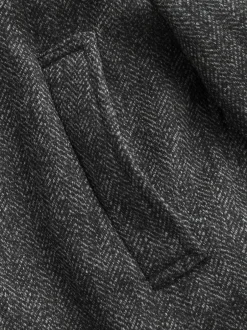 Next Wool Blend Mock Gilet Herringbone Padded Coat Charcoal Grey New