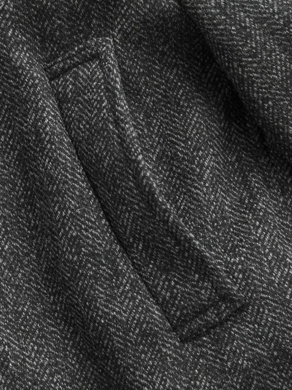 Next Wool Blend Mock Gilet Herringbone Padded Coat Charcoal Grey New