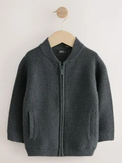 Next Charcoal Grey Zip Through Cardigan (3mths-7yrs) Hot