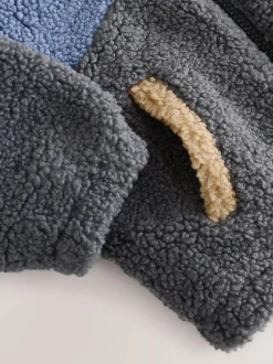 Next Borg Fleece Shacket (3mths-7yrs) Charcoal/Blue/Tan Colorblock Online