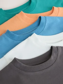 Next Charcoal/White/Blue/Orange/Green Short Sleeve T-Shirts 5 Pack (3mths-7yrs) Best