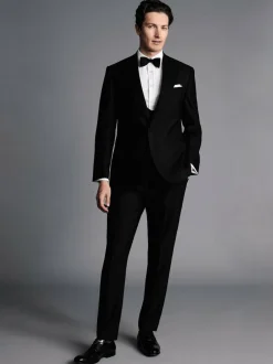Charles Tyrwhitt Black Adjustable Fit Dinner Suit Double Breasted Waistcoat Outlet