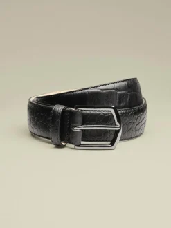 Charles Tyrwhitt Black Made in England Embossed Leather Belt Outlet