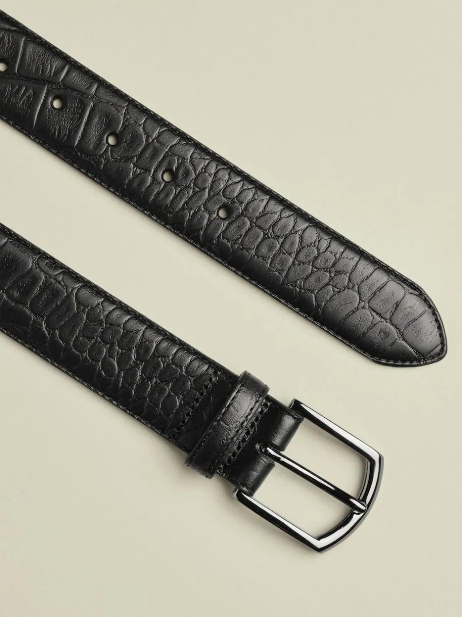 Charles Tyrwhitt Black Made in England Embossed Leather Belt Outlet