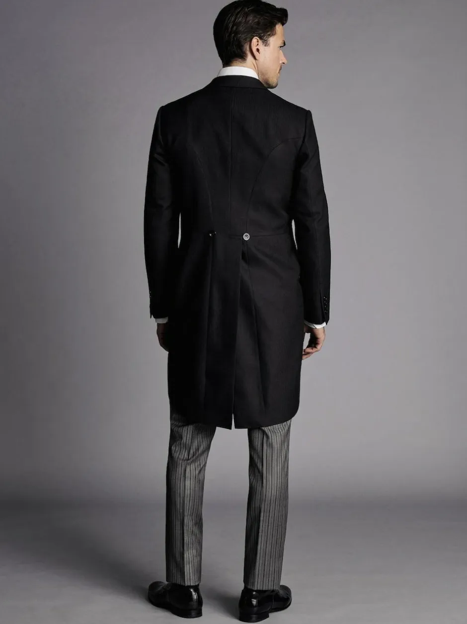 Charles Tyrwhitt Black Slim Fit Herringbone Morning Suit: Tailcoat Clearance