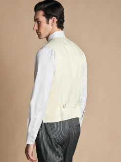 Charles Tyrwhitt Adjustable Fit Morning V2 Suit: Waistcoat Cream Clearance