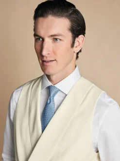 Charles Tyrwhitt Adjustable Fit Morning V2 Suit: Waistcoat Cream Clearance