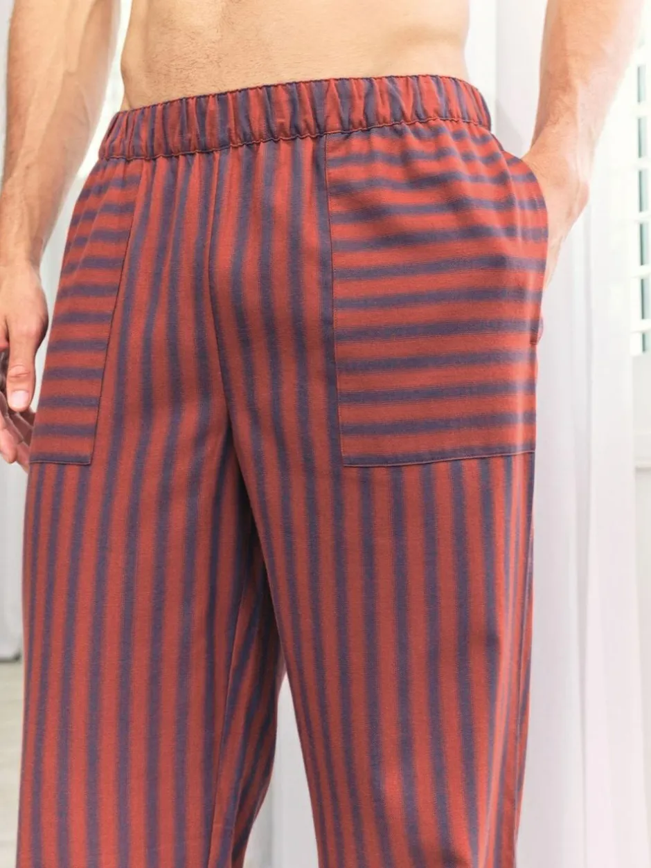 Chelsea Peers Blue Blurred Stripe Long Pyjama Bottoms Hot