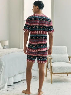 Chelsea Peers Blue Christmas Dog Fairisle Print Short Pyjamas Set Outlet