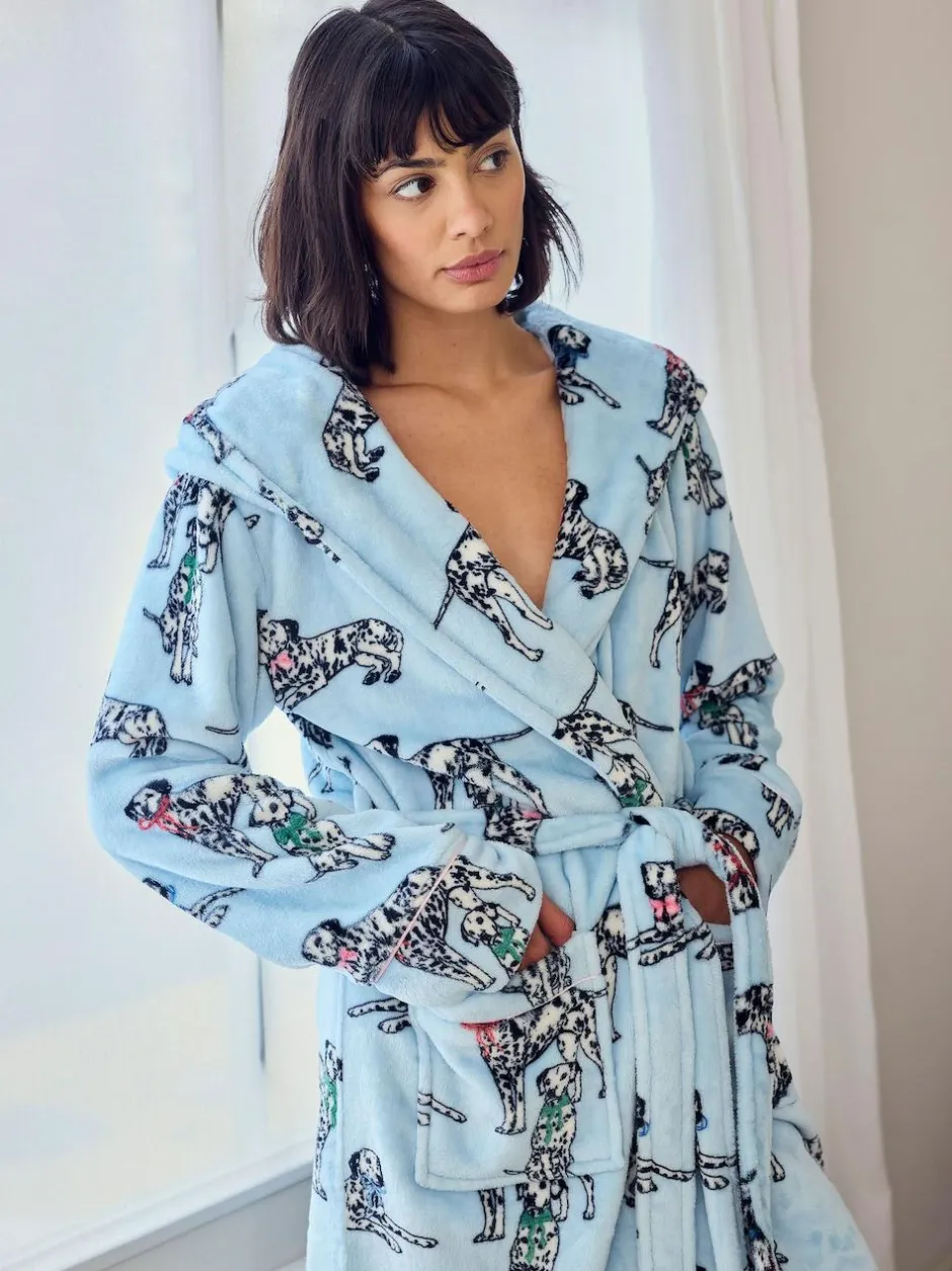 Chelsea Peers Blue Fleece Dalmatian Dogs Print Dressing Gown Best
