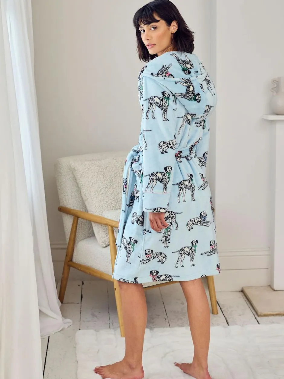 Chelsea Peers Blue Fleece Dalmatian Dogs Print Dressing Gown Best